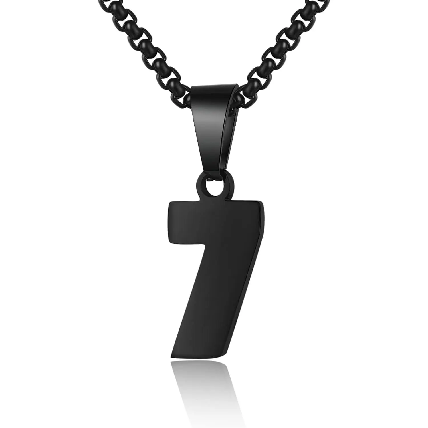 L-NKL001   Number Necklace for Boy Black Athletes Number Stainless Steel Chain 00-99 Number Charm Pendant Personalized Sports Jewelry for Men Basketball Baseball Football