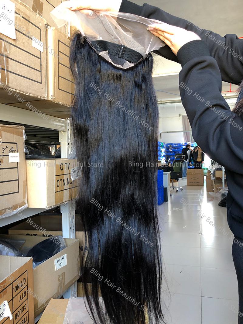 Bling Hair 180 Density 13x6 HD Transparent Straight Lace Frontal Wigs Human Hair 32 34 Inch 13x4 Lace Front Wig PrePlucked For Women