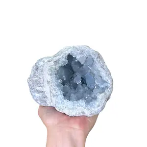 Natural Celestite Cluster, Blue Crystals Celestite Geode, Large Raw Celestite Cluster, Degaussing Celestine Geode