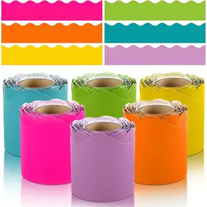 6 Rolls 198 Ft Scalloped Bulletin Board Borders - Colorful Paper Decoration Borders for Classroom Home Party Decor