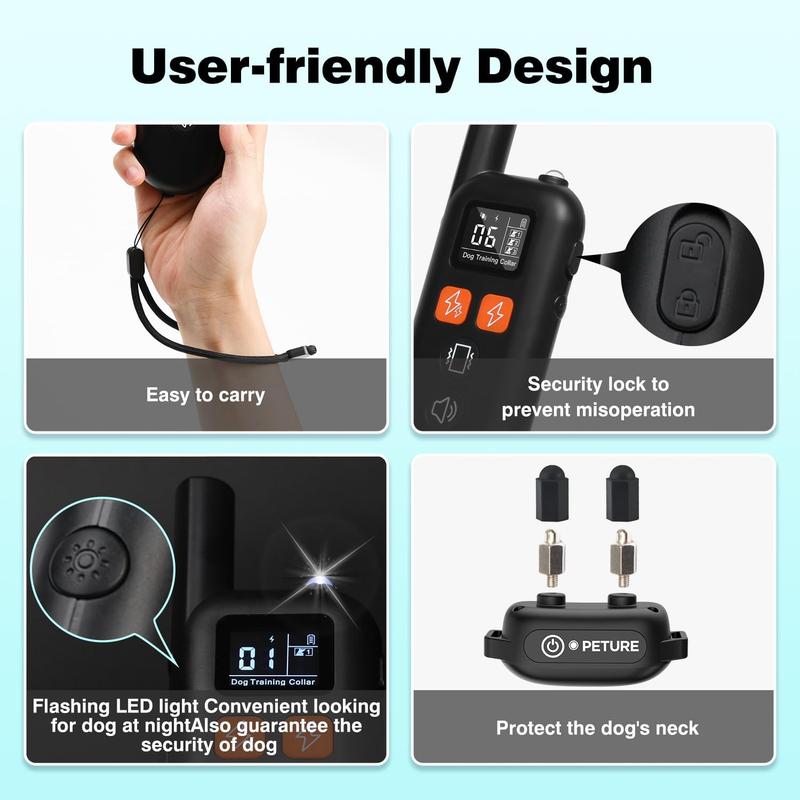 3 Dogs Training Collar with Remote 3 Pack - 3300FT Rechargeable, IPX7 Waterproof Dog Training Collar with Fashlight, E Collar for Small Medium Large Dogs(5-150lbs) - 4 Training Modes, Adjustable Strap