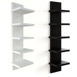 Modern Floating Wall Shelf, Wall Mounted Shelf, 5-Tier Storage Rack for Living Room & Bedroom, Glass Cup Trophy Plant Organizer, Mother's Day Gift