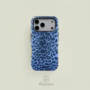 This rugged 2-in-1 case features a wild, dark blue leopard print design, is MagSafe compatible, and works with iPhone 17/16/15/14/13/12/11 Pro Max/Plus/Pro. A simple and stylish phone case, it makes a perfect birthday gift.