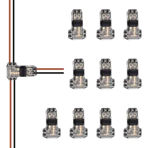 10 count Wire Connectors,2 Pin 2 Way Low  Universal Compact Wire T Tap Splitters Connectors,18-22AWG Electrical Wire Connection Self-Stripping Quick Splice,for COB LED Strip Lights