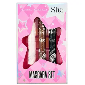 Mascara Set - Black Volume, Brown Volume, Clear Mascara  - 3 Pack - Enhance Your Lashes