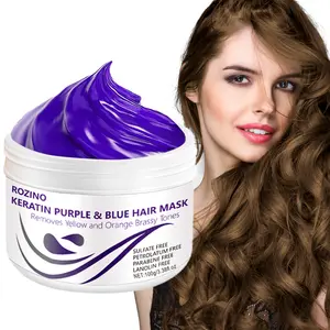 100g keratin purple-blue hair mask, free of sulfate, mineral fat and lanolin, removes yellow, orange and copper tones, protects and locks colors, essential for post-dye care