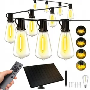 DAYBETTER 50-150FT Solar String Lights Outdoor Waterproof, Solar Patio Lights with Remote Control & Dimmable ST38 Edison Bulbs Shatterproof,Solar Powered String Lights for Outside Garden Backyard outdoorfun