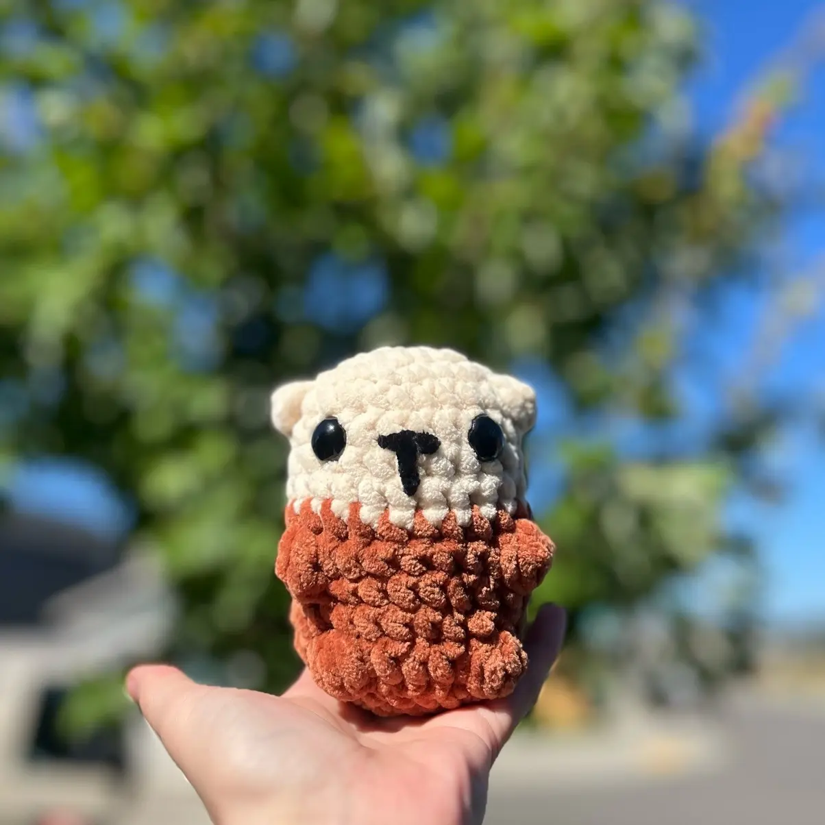 Ollie The Otter Sitting Desk Pet Handmade--=%2=- Crochet=%2=-- Plushie--=%2=- diy=%2=----=%2=- crochet=%2=-- diy crochet