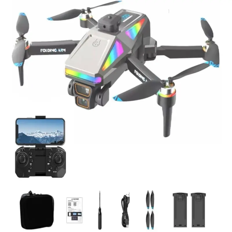S5H Brushless Foldable Drone 4K Dual Camera FPV Quadcopter with Obstacle Avoidance 15 Minutes Flight Time 2 Batteries Included 23x187cm Unfolded 16x107cm Folded