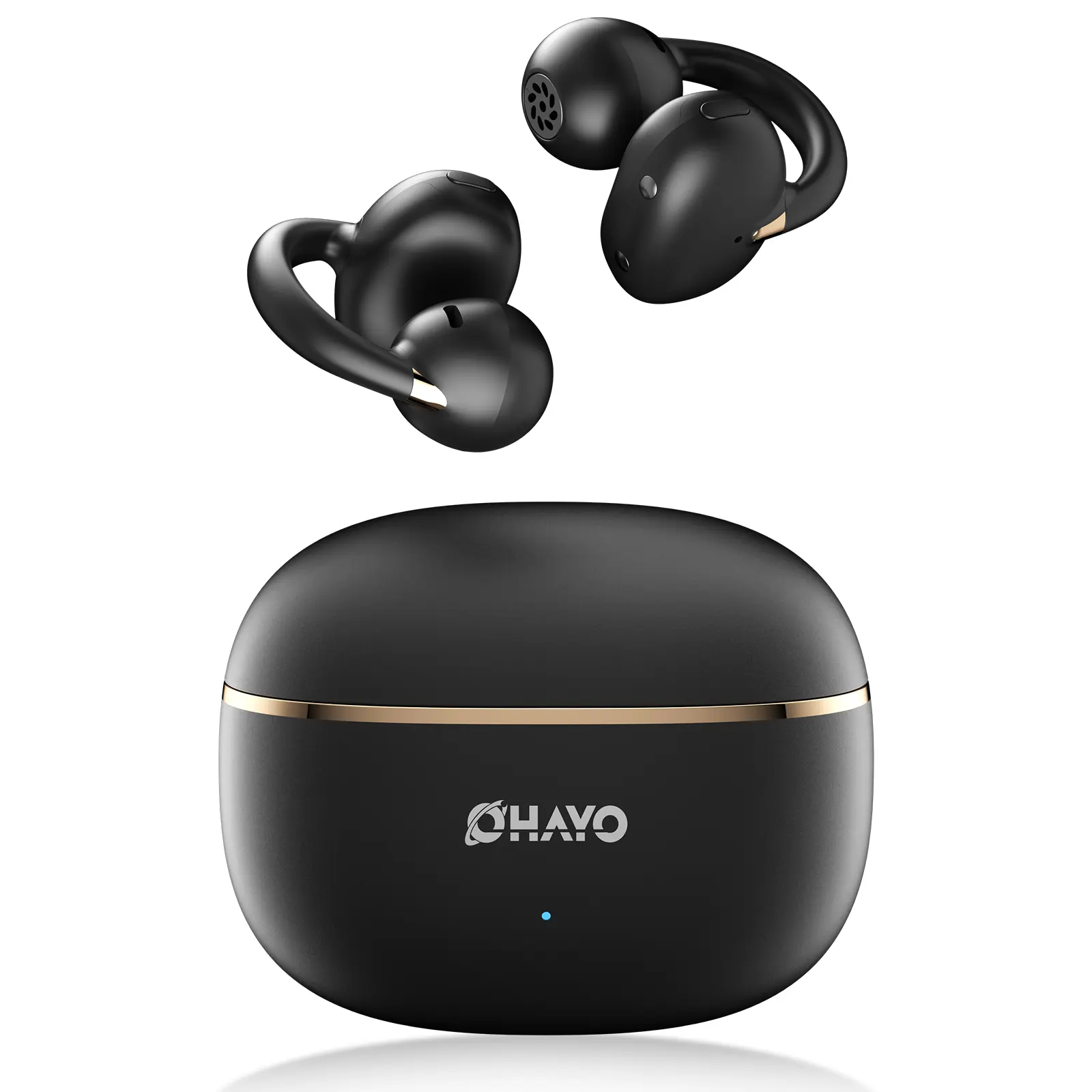 OHAYO A7 Open Ear Clip-On Headphones for Glasses Wearers, 4.7g Ultra Light Wireless Earbuds, Bluetooth 5.4 with 40H Playtime, IPX6 Waterproof ENC Noise Cancelling, Low Latency for Running Gym Cycling Commute Office