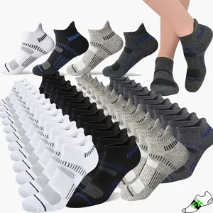 Unisex Low-Cut Cotton Athletic Socks, 6/12/24 Pairs, Elastic Cuff, Sports Padding, Breathable Mesh Support, Curved Design, All-Season Use