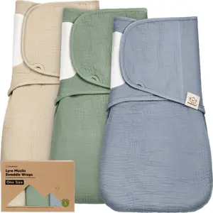 KeaBabies Muslin Baby Swaddles for Newborns – 3-Pack, 100% Organic Cotton Swaddles Sleep Sack 0-6 Months, Infant, Baby Girls, Boys, Soft Breathable Summer Swaddler, Easy Quiet Closure