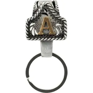Vintage Western Cowboy Letter Keychain,Handmade Metal A-Z Initial Key Chain Clip,Personality key holder for Pocket&Bag