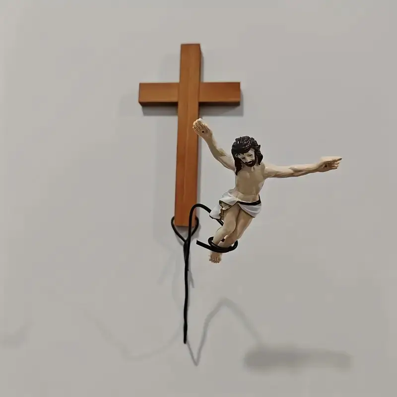 New Easter Atmosphere Decorative Religious Home Decor Wooden Cross Decorations Creative Old Man Wall Decoration Holiday Gift Hanging Ornament Craft, Spiritual Wall Decor, Model Xinghao, Crosses Wall Decor, 1pc