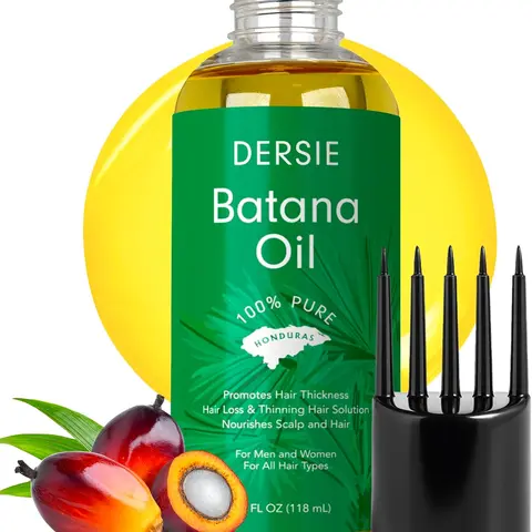 Dersie Batana Oil for Hair Growth: Hair Growth & Nourishment with Massager Applicator – 100% Pure Organic Batana Oil from Honduras, Inspired by Dr Sebi – For Thicker, Longer & Healthier Hair (4 FL OZ)
