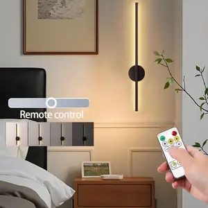 Wireless LED Wall Lamp, 19.69 inches, Black/Gold Stripes, Rechargeable, Remote + Touch Control, Stepless Dimming, Timer Mode, For Living Room, Sofa, Feature Wall, Bedroom, Staircase, Indoors Decorative Lighting, Home Decor Lighting
