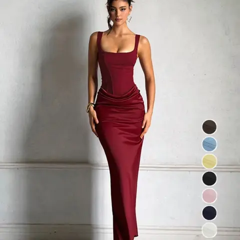 Elegant Slinky High-Waisted Backless Dress for Women, Sleeveless Bodycon Fit Evening Gown, Chic Statement Piece for Cocktail Party, Prom & Formal Occasions