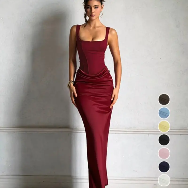 Elegant Slinky High-Waisted Backless Dress for Women, Sleeveless Bodycon Fit Evening Gown, Chic Statement Piece for Cocktail Party, Prom & Formal Occasions