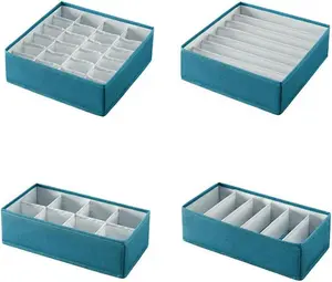 Household Fabric Underwear Storage Box Socks, Bras, Underwear Storage Drawer Type Organizing Box Divided Fabric Storage Box-8 grids of khaki