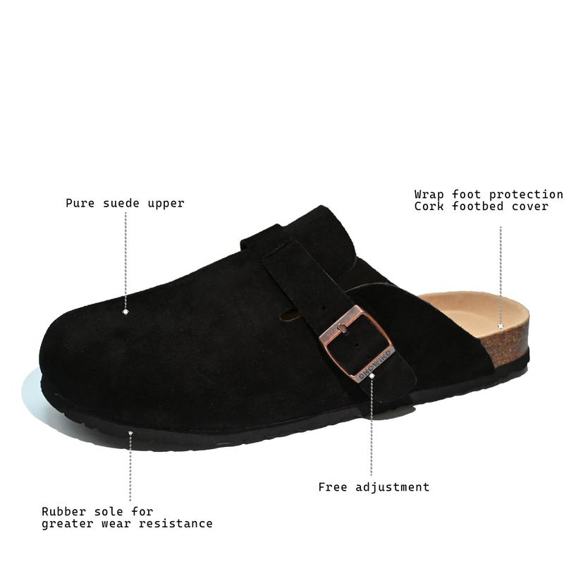 Snowind Women Men Round Toe Cork Footbed Clogs with Adjustable Flat Buckle Suede Texture Casual Outdoor Slip On Design Comfortable Walking Shoes  Thanksgiving Christmas