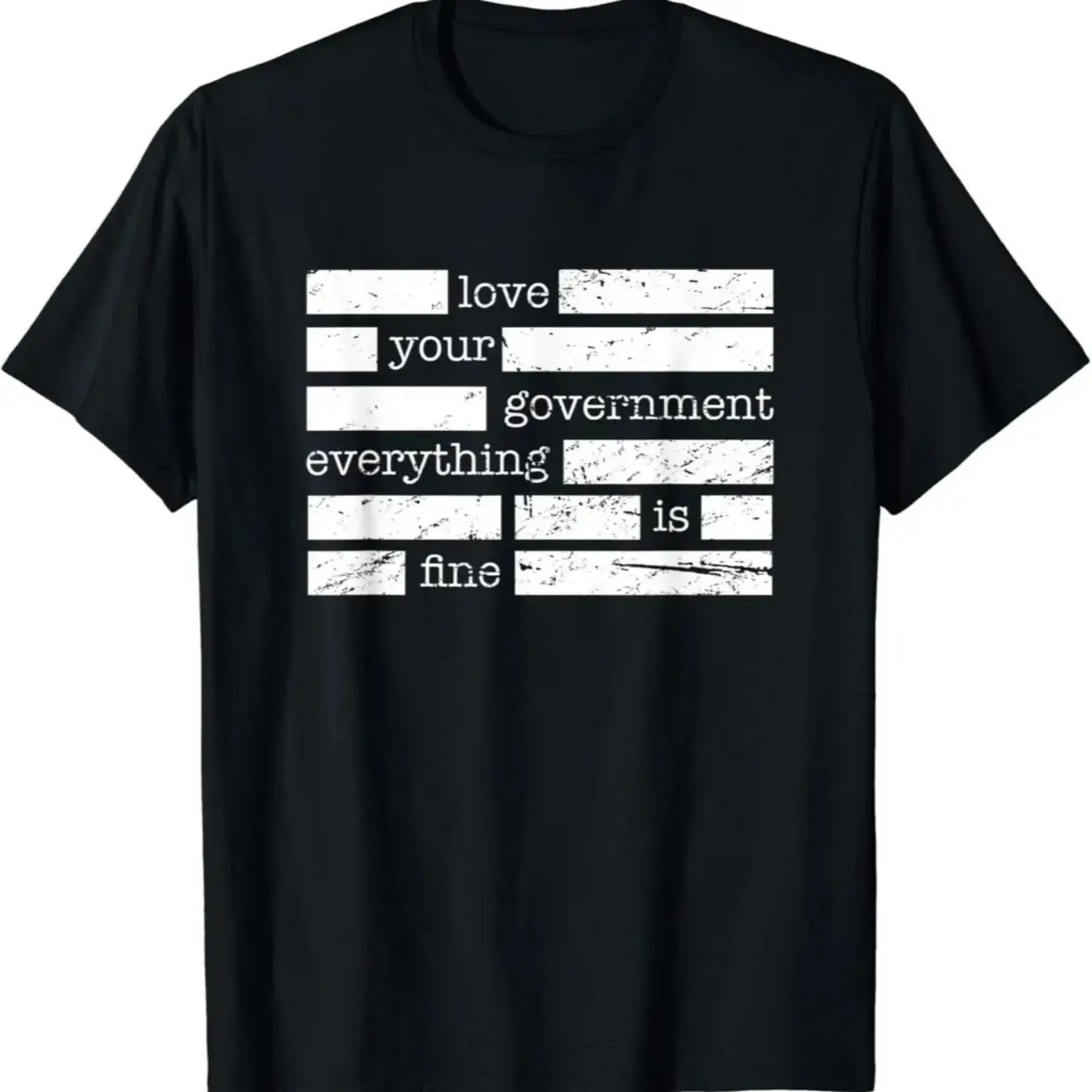 Women's New Limited Short-Sleeve Loose Casual Comfy T-Shirt - "Everything Is Fine. Trust Your Government" Deep State Redacted Conspiracy Theory Gift Essential Top Clothes
