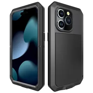 New metal heavy duty anti-slip anti-abrasion sturdy drop resistant 360 degree full protection case for iPhone 17Air 17 16 15 14 13 12 11 Cellphone Shockproof Protective Screen Protector Cover