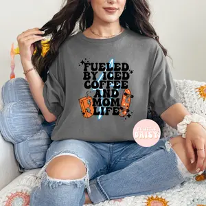 Iced coffee & mom life shirt/sweatshirt, boy mom graphic tee