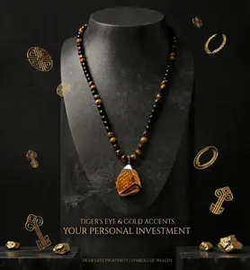 【Easter Gift for Him】Money Magnet Necklace for Men and Women Natural Tiger Eye & Black Obsidian Stone Beads Healing Crystal Pendant for Wealth Abundance & Protection Lucky Jewelry