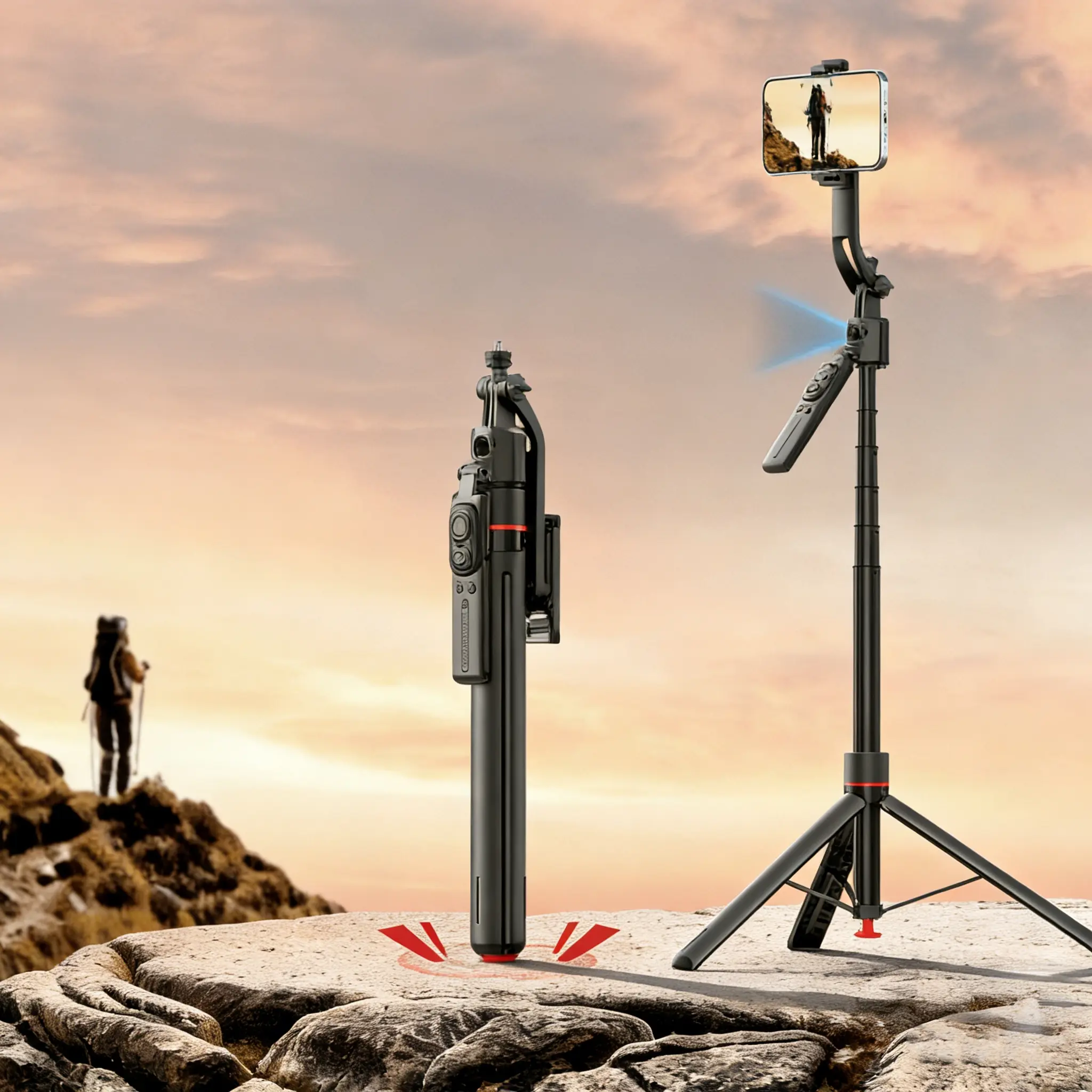 Tt07 1.76m Monopod Selfie Stick, Auto Pop-Up Ai Face Tracking, Hand Gesture Recognition, Tripod Stabilizer, 850mah Lithium-Ion Battery, Tripod Standing Photo