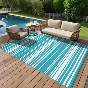 GARVEE Millerloom Outdoor Rug 8x10 Waterproof Patio Mat, Foldable Reversible Plastic Straw Area Rug for Camper, RV, Deck, Porch, Picnic, Beach, Balcony Use