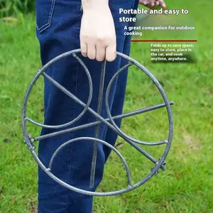 1pc Portable Cast Iron Camping Tripod with Adjustable Legs, Heavy Duty Metal Cooking Stand with Removable Fire Pit Holder and Dutch Oven Support, Stable Structure for Campfire Cooking, Compatible with Grills and Stoves, Suitable for Camping, BBQ and Outdo