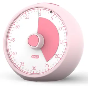 Visual Timer 60-Minute,  Timer for Homeschool Desk, Time Management Tools with Silent Operation, Timer for Kitchen Office Classroom(Pink)