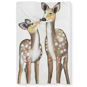 360 stand Twin Size Extra Long Microfiber Duvet Cover - Deer with Fawn Design, Romantic Look, Soft Texture, Textile Bedding Linen for Home Decor, Comfortable Duvet Covers, Lengthened Duvet Covers