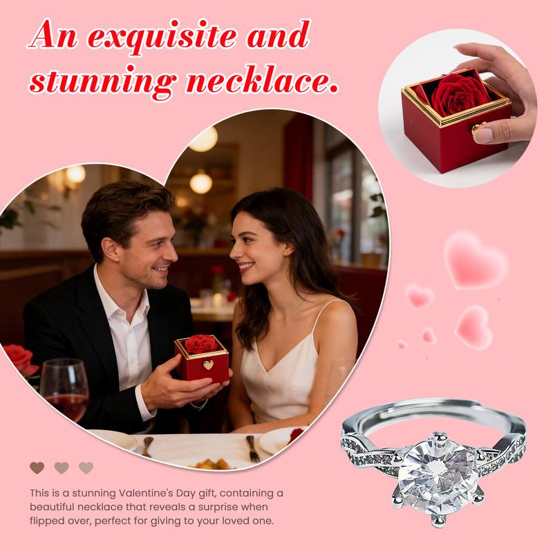 【With Ring】Mountova Red Rose Box with Automatic Flip Jewelry Holder White Ring,Pink Cake Surprise Set for Girlfriend Mom Anniversary Present Ideal for Special Occasions 【With Ring】Mountova Red Rose Box with Automatic Flip Jewelry Holder White Ring,Pink Cake Surprise Set for Girlfriend Mom Anniversary Present Ideal for Special Occasions