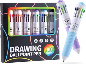 6 pieces of 10-in-1 multicolor pens,Multicolor Pen, 6PCS 10-in-1 Multicolor Ballpoint Pen Set, 0.8mm Tip Retractable Colored Pens for Drawing and Writing, School Office Art Supplies