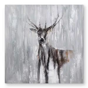 212 MAIN 32x32 in. Artistic Abstract Deer Nature Print Brown Aluminum Metal Wall Art - Modern Art Design Wall Decor Photo Tiles, Home Decoration for Indoor, Outdoor Room Use