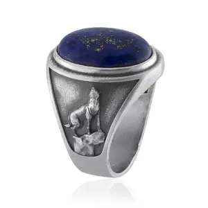 Howling Wolf Lapis Ring