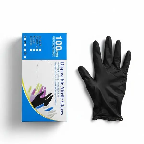 100Pcs Black Nitrile Gloves Size L | Heavy Duty & Powder-Free | Food Grade, Tattoo, Automotive & Cleaning Essentials