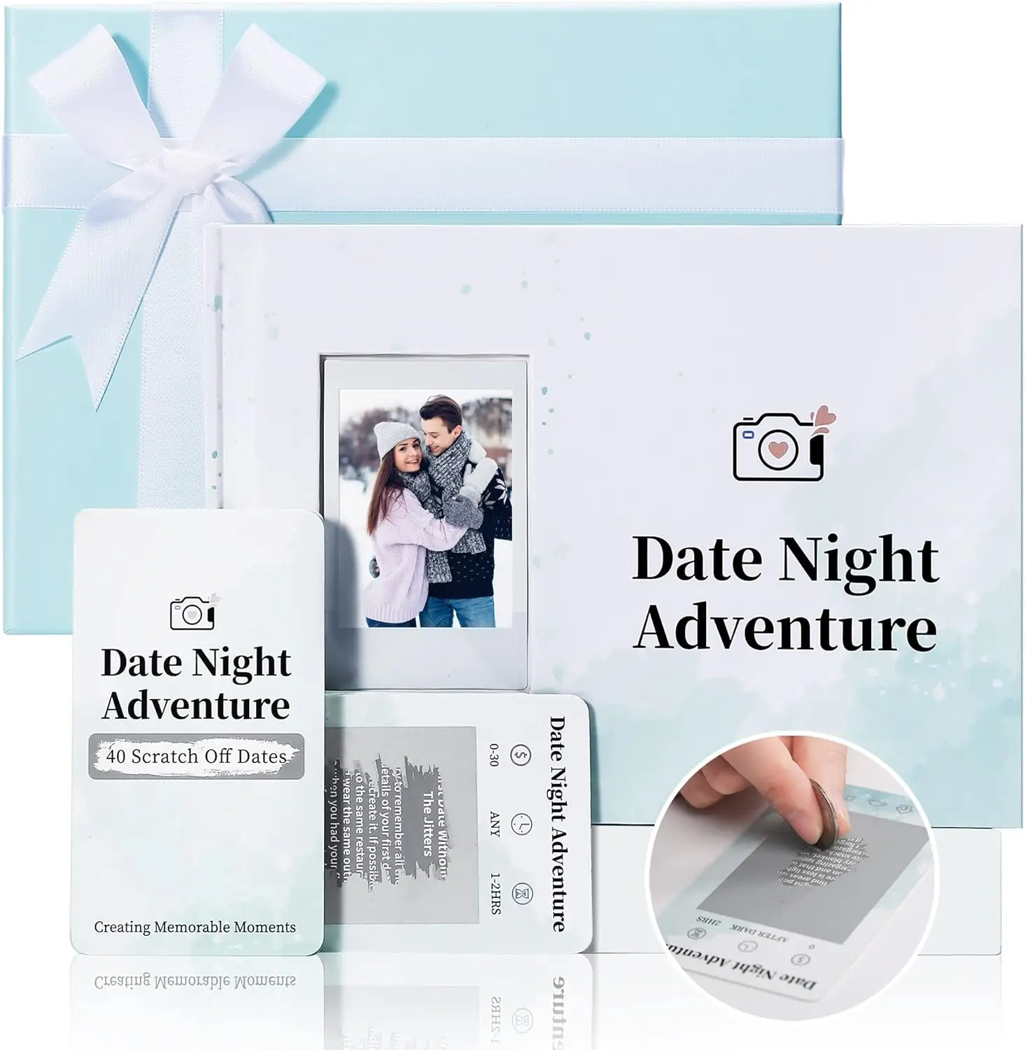 40 Unique Scratch Off Set for Couples - 1-2 Players Tabletop Dice Blocks, Adventure Photo Album, Romantic Valentines Day Newlywed Anniversary Gifts, Challenge & Creative Intimacy (Toys & Hobbies, Games & Puzzles, Video Games, Sports, Science)