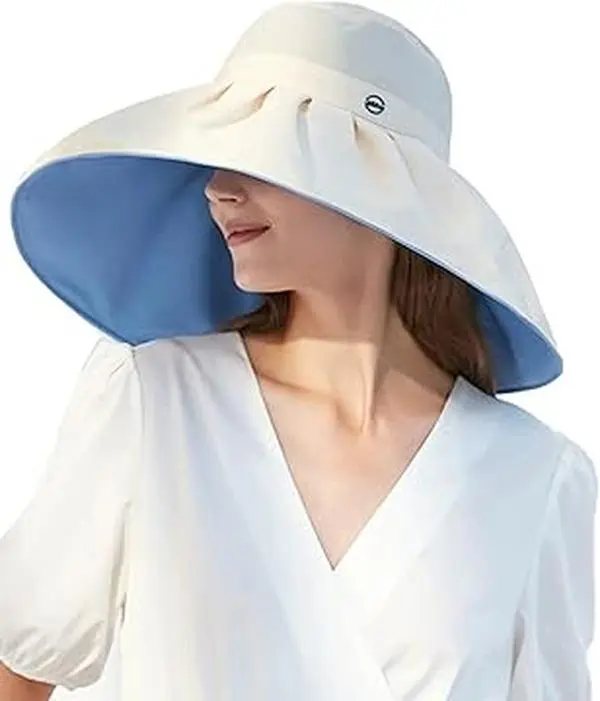 BENEUNDER Sun Hat Womens, Adjustable Wide Brim Bucket Hat with Vinly UPF50+ UV Protection for Beach, Summer Travel