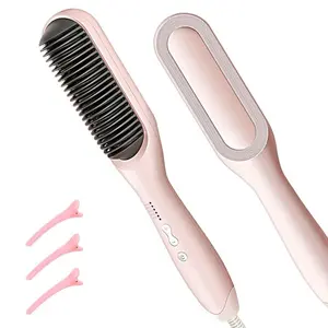 Sleek Chic 3D Thermal Straightening Brush Hair Straightener Brush Straight Hair Comb With 3D Anti-Scald Design & 5 Temp Selection,5Min Quick Straightening