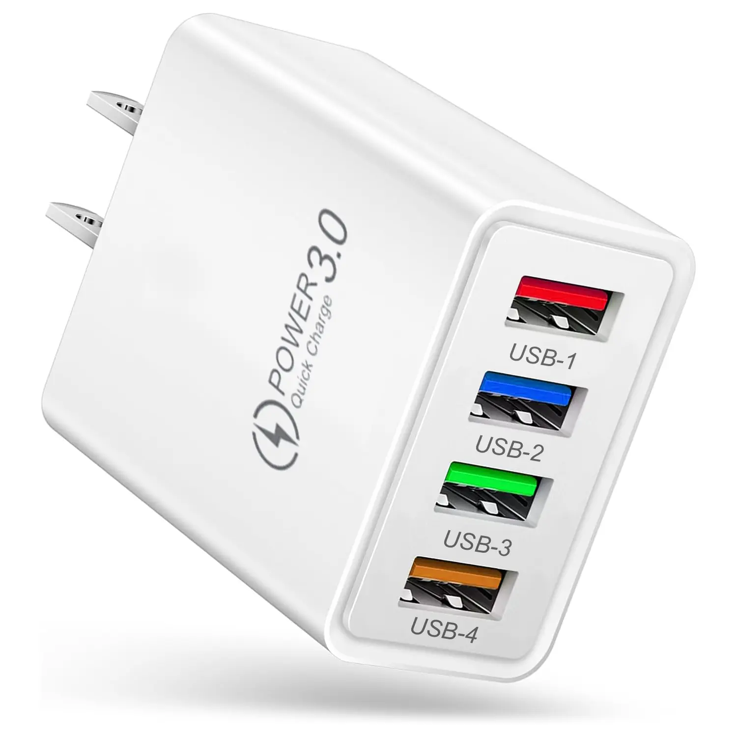 4-Port USB Charger Block, Double Fast Charging Block Cube Wall Plug Box, Multiport Type C Charger Block Work for iPhone 15 14 13 12 11 Pro Max Galaxy S23 S22