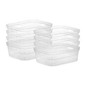 Sterilite 5.25 x 12 x 15 Inch Storage Bin w/ Carry Through Handles, Clear, 8 Ct