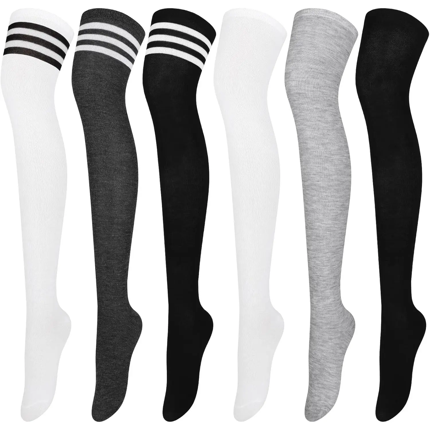 6 Pairs Over Knee Thigh Socks Knee-High Warm Stocking Women Boot Sock Leg Warmer High Socks for Daily Wear,Cosplay,Hand Tools Kits