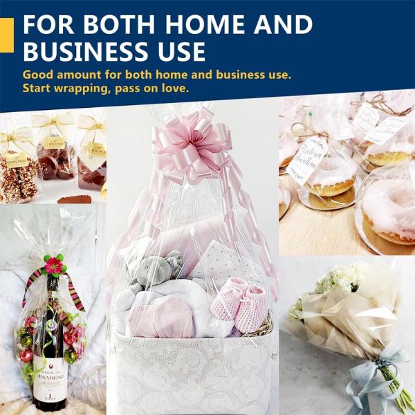 Clear Cellophane Wrap Roll 16" x 100' 3 Mil Thick for Gift Basket, Treats, Goodie Wrapping, Craft, Flower Bouquet - Plastic
