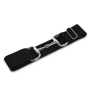 CELAEQ 1.5 inch, Equestrian Belt for Horseback Riding, Adjustable Elastic Belts for Girls, Belt for Riding Breeches (Classic Black)