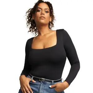 Popilush The Shapewear Bodysuit Long Sleeve Square Neck Womenswear Tops Longsleeves Celebrity Live