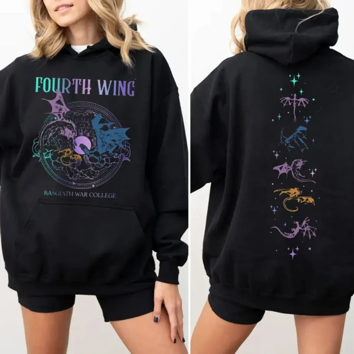 Vintage Basgiath War College 2 Sided Shirt, Fourth Wing Sweatshirt, Dragon Rider, Violet Sorrengail Xaden Riorson Hoodie, Fantasy Bookish Shirt, Unisex Sweater Pullover Tee