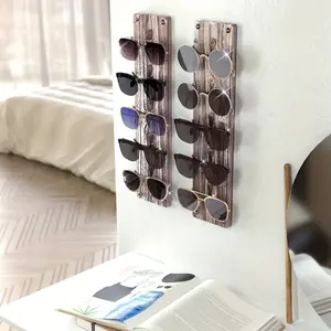 Pastoral style wooden wall-mounted fashion glasses display stand-saving space, suitable for home decoration Display Shelf