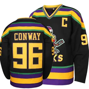 Mighty Ducks Jersey #96 Charlie Conway #99 Adam Banks #33 Greg Goldberg #66 Gordon Bombay Movie Hockey Jersey White Green Sports Fan Outdoors Christmas gifts UglySweater